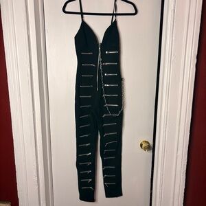 Black Zipper Detail Jumpsuit by discount universe size medium with stretch nbw